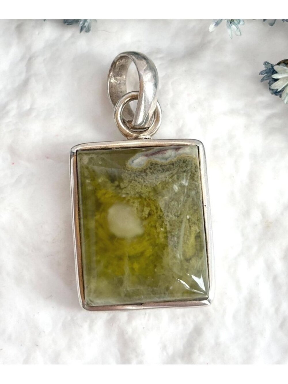 Connemara Marble Stone Handmade Minimalist Sterling Silver 925 Vintage Pendant